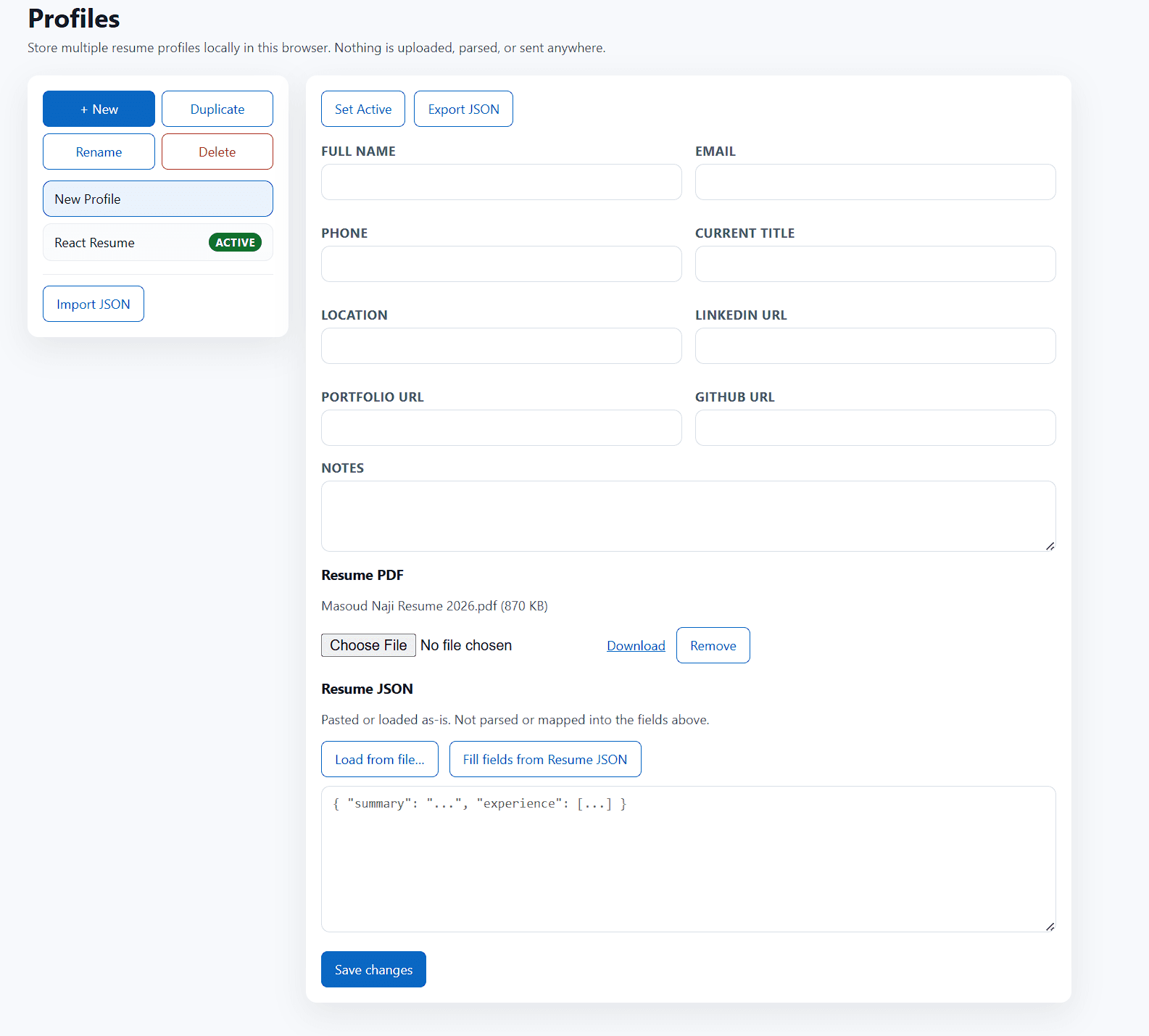 Applicant profile management