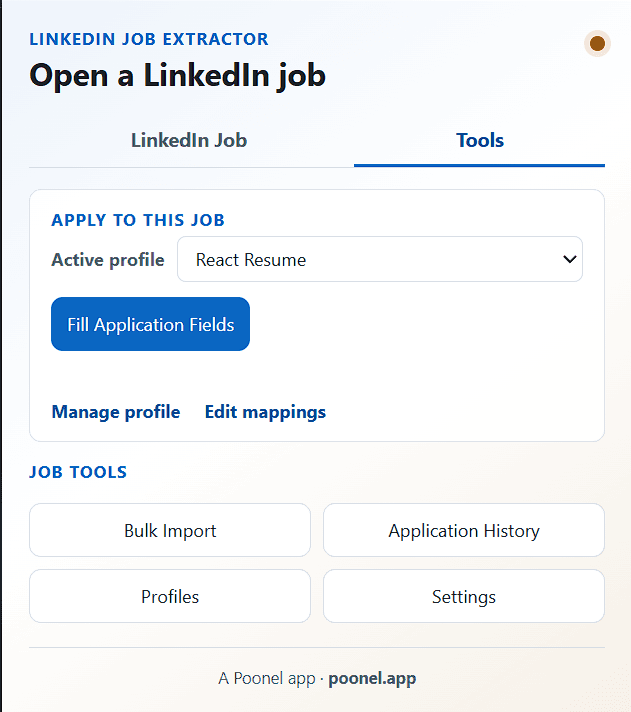 Application profile and job context workflow