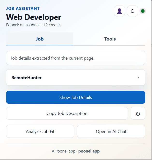 Job Application Assistant dashboard